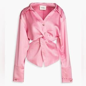 NANUSHKA Rasha twist-front cutout satin blouse